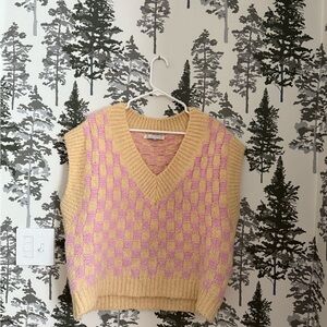 English Factory Yellow and Pink V-Neck Sweater Vest
